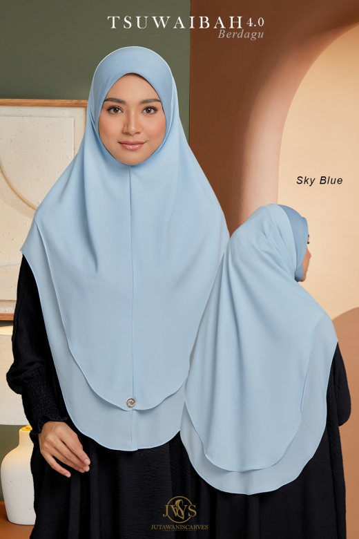 TUDUNG TSUWAIBAH BERDAGU 4.0 SKY BLUE SAIZ XL